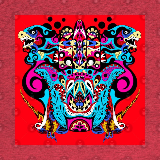 red king of the monsters mandala pattern ecopop by jorge_lebeau